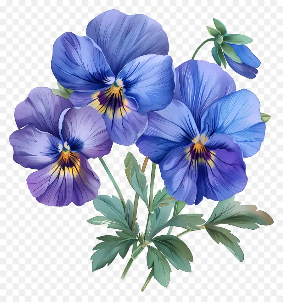 ดอกไม้ Pansies，Pansies สีน้ำเงิน PNG