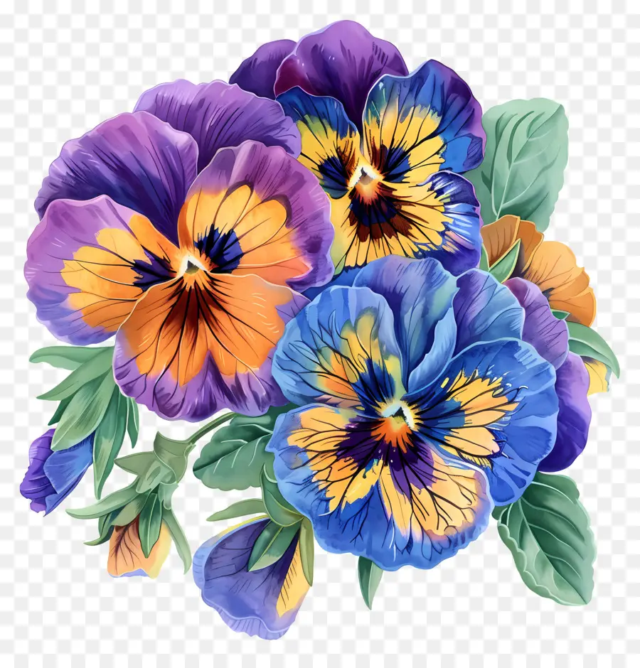 ดอกไม้ Pansies，สีวาดรูป PNG
