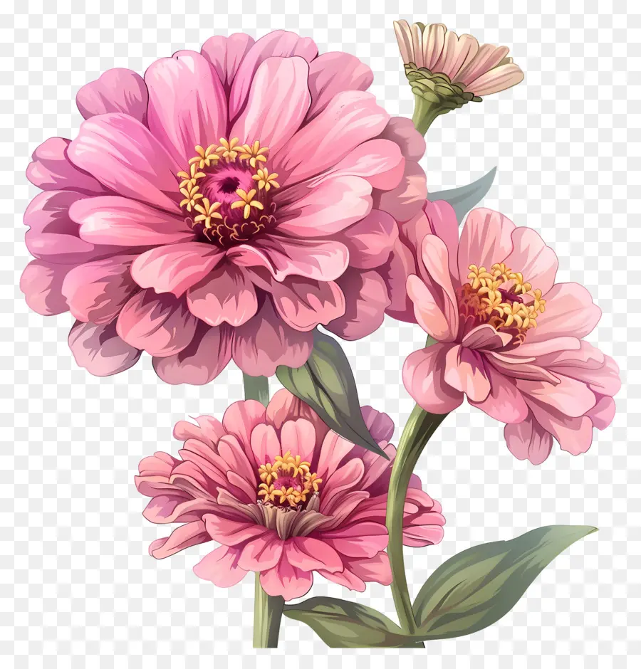 Zinnias สีชมพู，ดอกไม้สีชมพู PNG