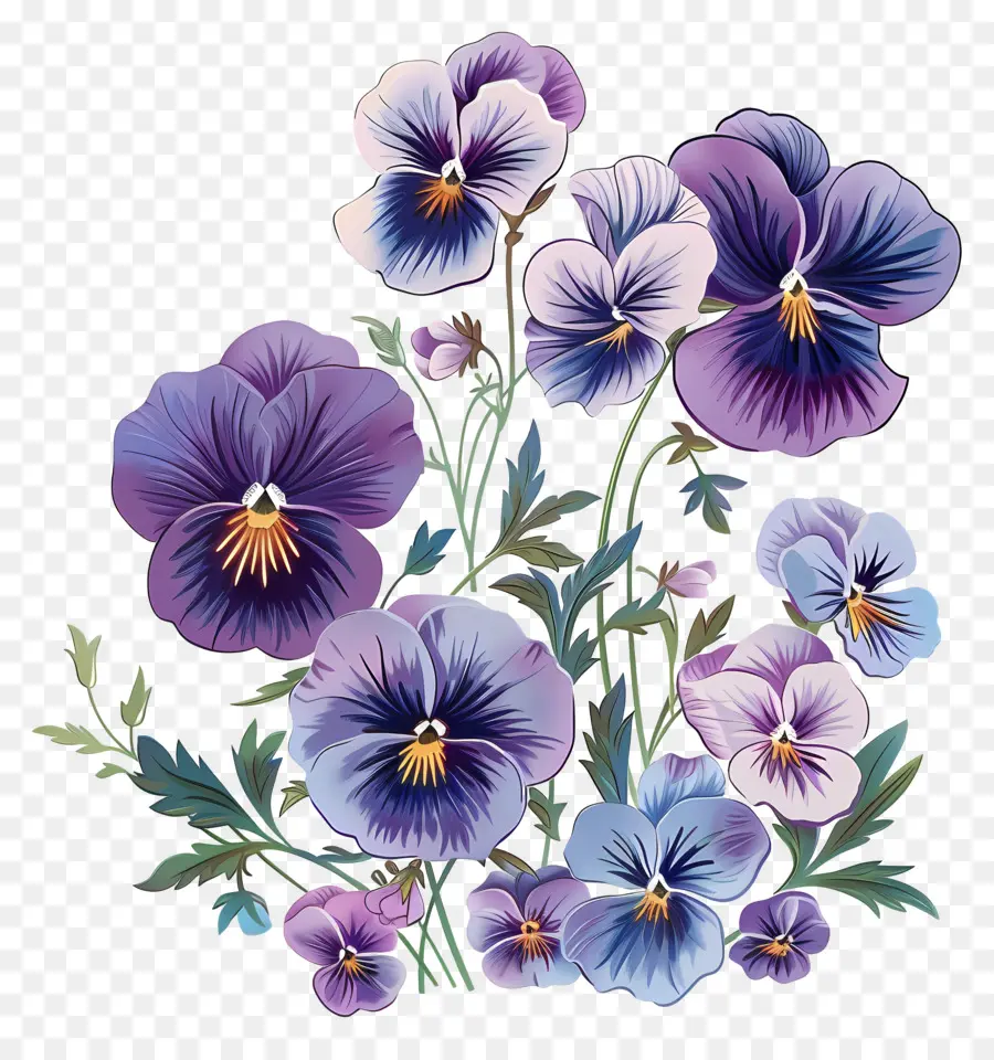 ดอกไม้ Pansies，ดอกไม้สีม่วง PNG