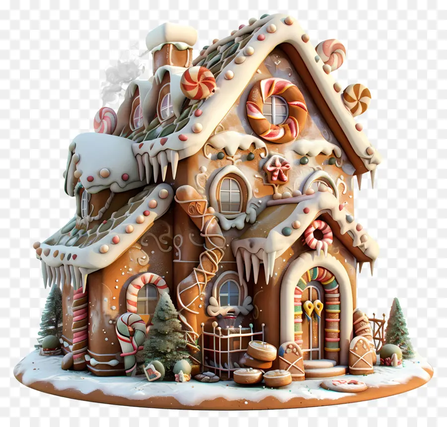 Gingerbread บ้าน，ของตกแต่งไอซิ่ง PNG