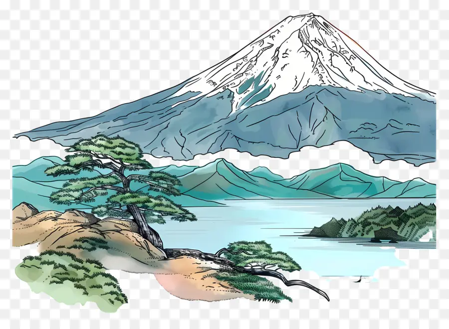 Fuji ภูเขา，ภูเขาเป็นแนวนอน PNG