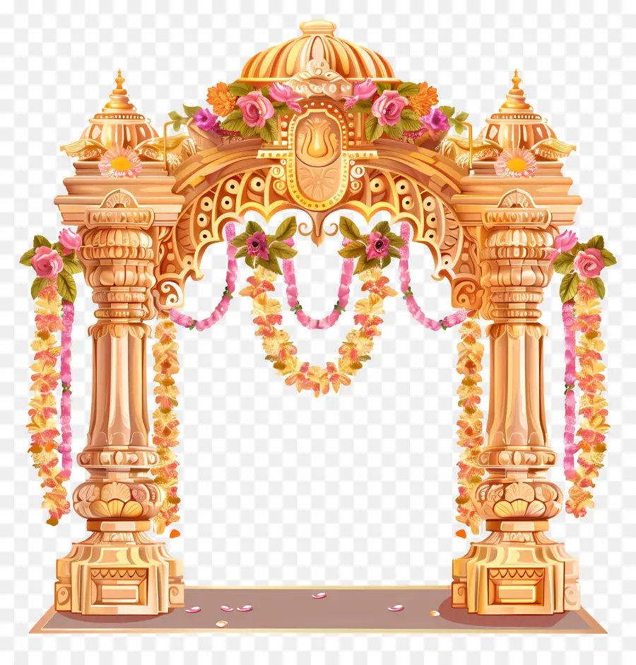 งานแต่งงานฮินดู，Mandap จัดงานแต่งงานดอกไม้ PNG