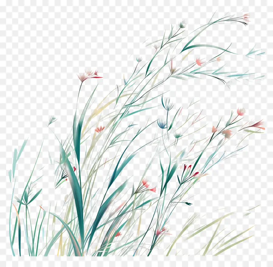 หญ้าดอกไม้，ดิจิตอลภาพวาดภาพ PNG