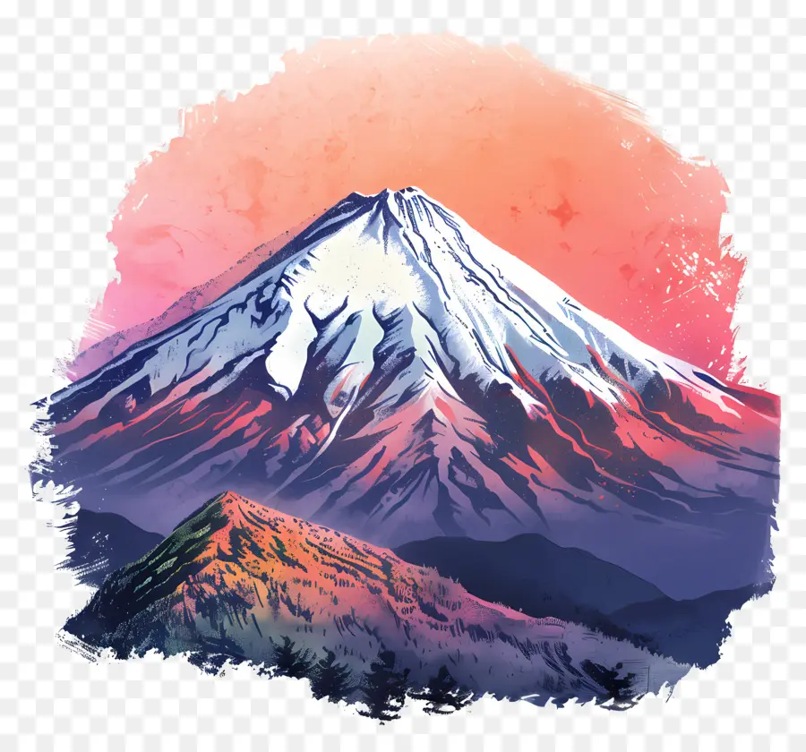 Fuji ภูเขา，พระอาทิตย์ตกดิน PNG