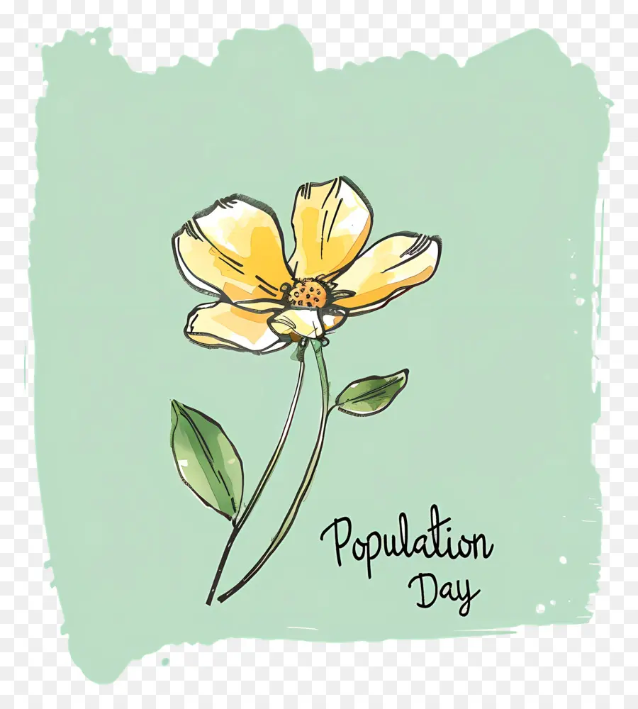 โลกประชากรวัน，สีเหลืองดอกไม้ PNG