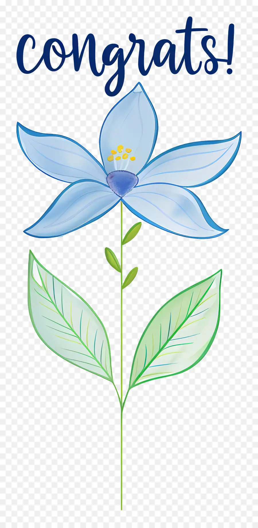 ยินดีด้วย，สีน้ำเงินดอกไม้ PNG