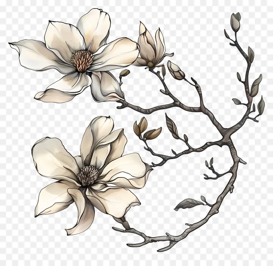 Magnolia ดอกไม้，ดอกไม้สีขาว PNG
