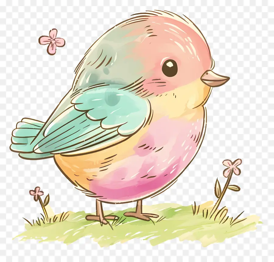 Doodle Bird，ภาพประกอบนกน่ารัก PNG
