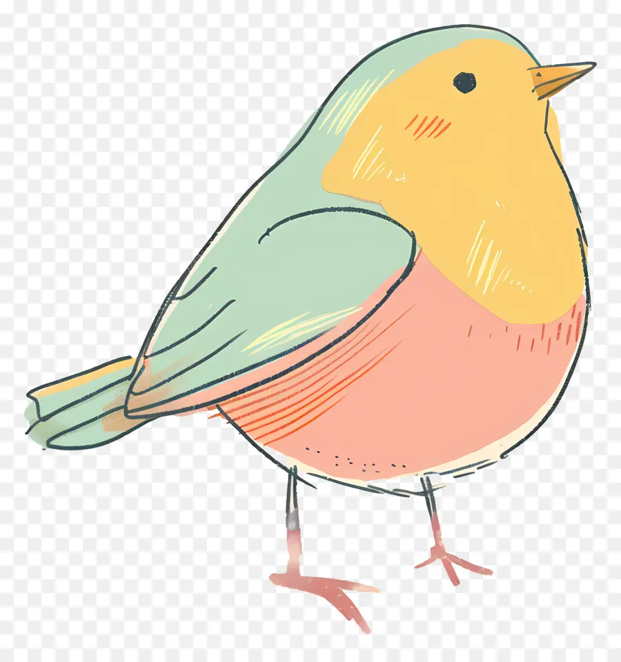 Doodle Bird，นกสีฟ้าและสีเหลือง PNG
