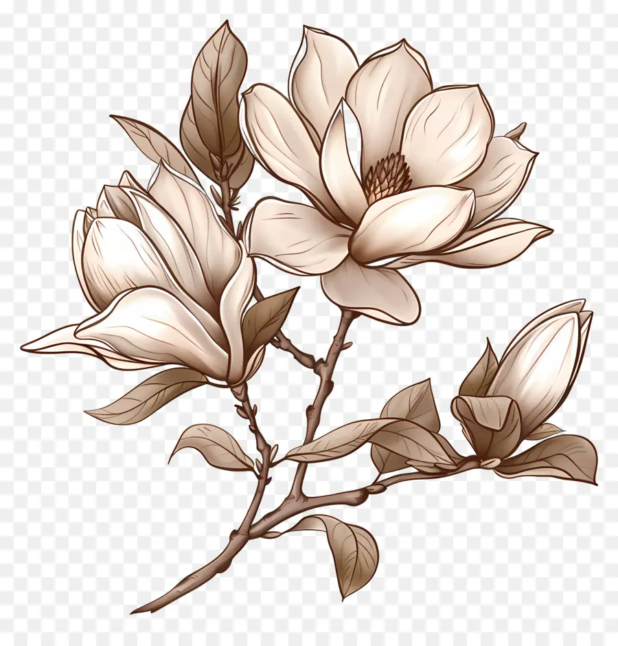 Magnolia ดอกไม้，วาดดอกไม้ PNG