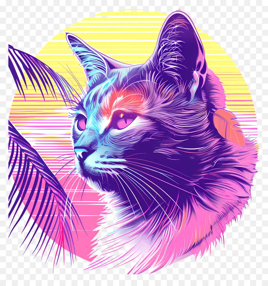 แมว Vaporwave，แมวสีสันสดใส PNG