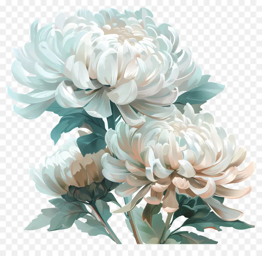 ดิจิตอลดอกไม้，ดอกเบญจมาศสีขาว PNG