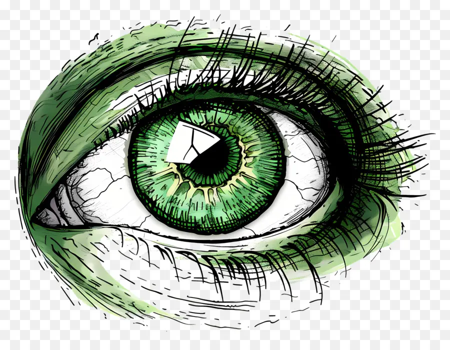 เปิดตา，ตาสีเขียว PNG