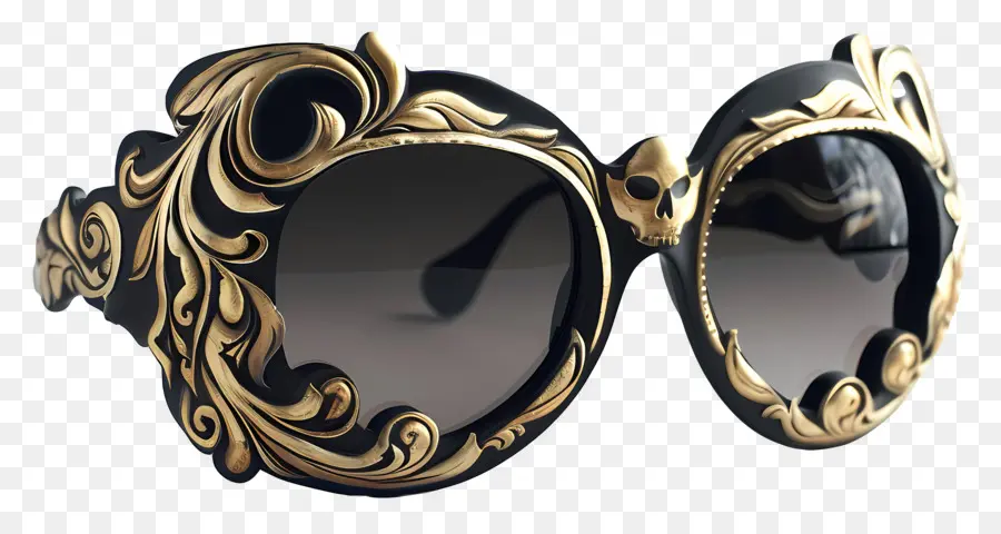 การออกแบบแว่นกันแดด，แว่นกันแดดสีดำและสีทอง PNG