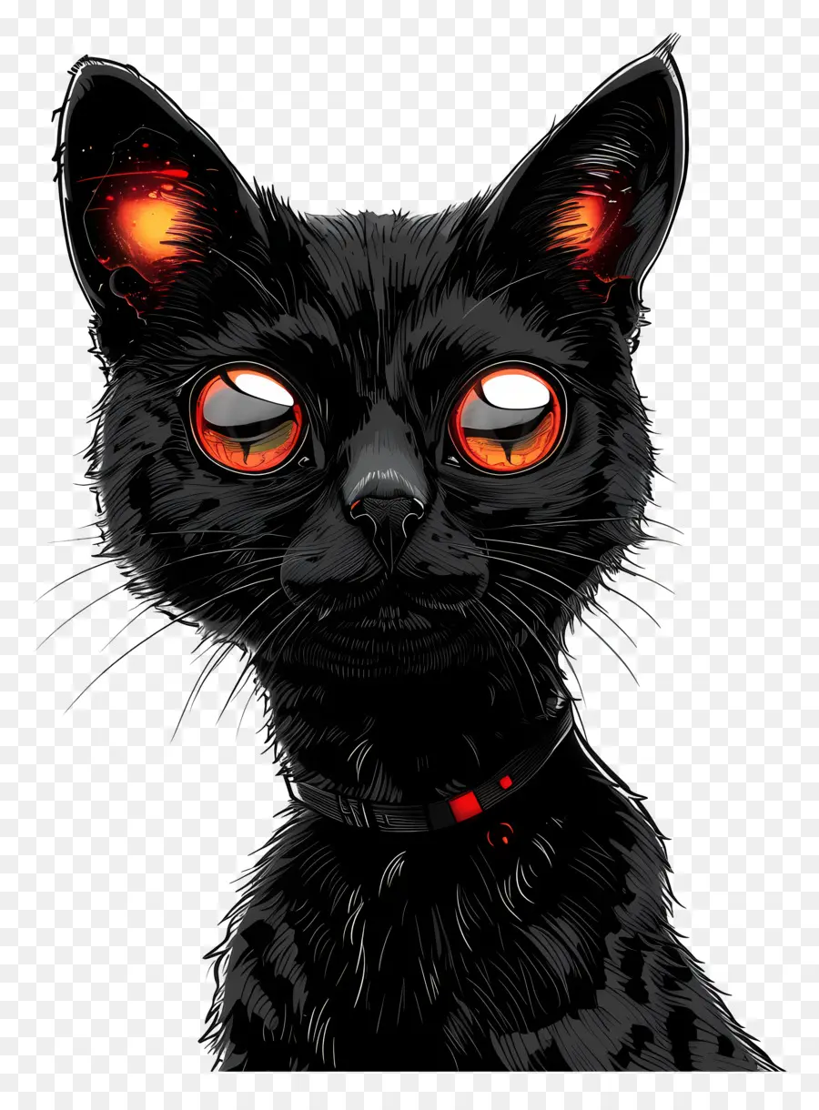 แมวดำ，ตาแดง PNG