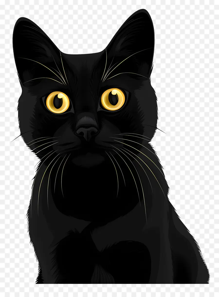 แมวดำ，ตาเหลือง PNG