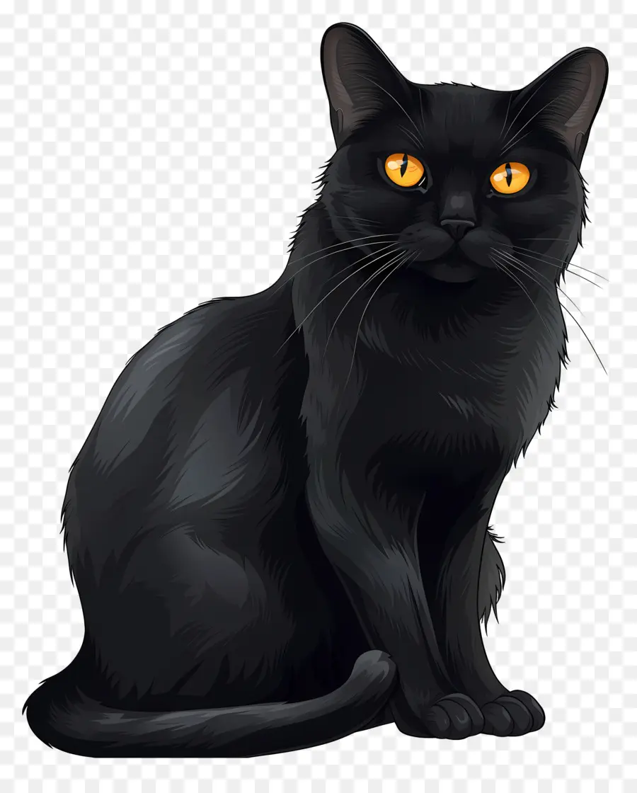 แมวดำ，ดวงตาสีทอง PNG