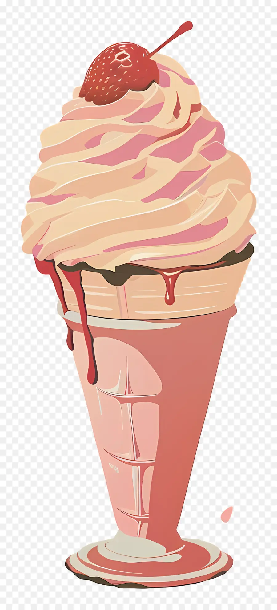 ไอศกรีมซันเดย์，กรวยไอศกรีมสตรอเบอร์รี่ PNG