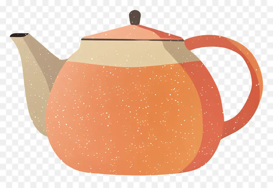 ชา，กาน้ำชาสีส้ม PNG