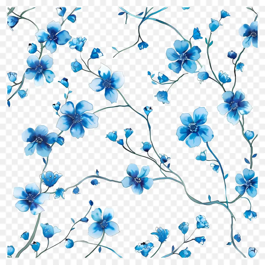 สีน้ำเงินดอกไม้，ดิจิตอลภาพวาด PNG