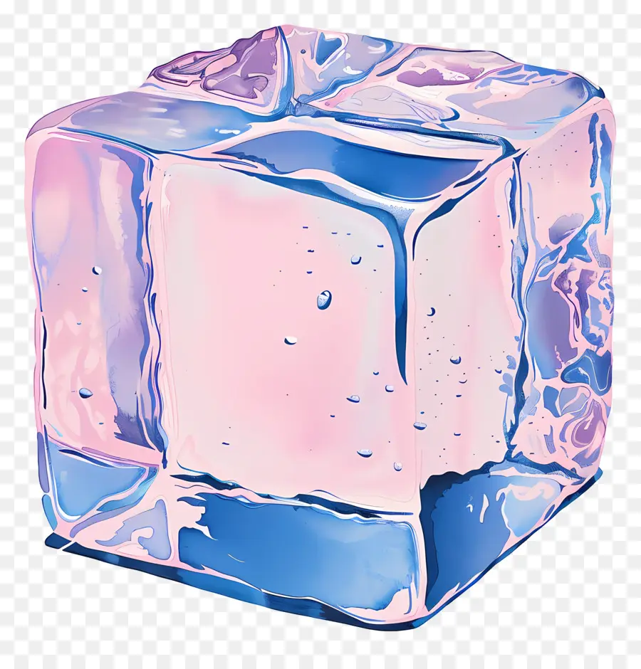 น้ำแข็งก้อนสี่เหลี่ยม，ลูกบาศก์น้ำแข็งสีชมพู PNG