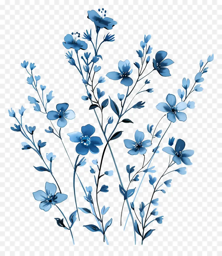 สีน้ำเงินดอกไม้，ภาพวาด PNG