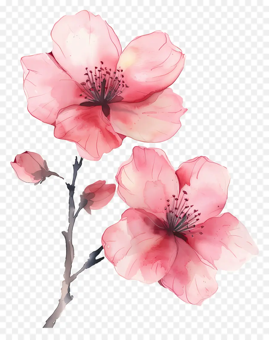 ดอกไม้สีชมพู，สีวาดรูป PNG