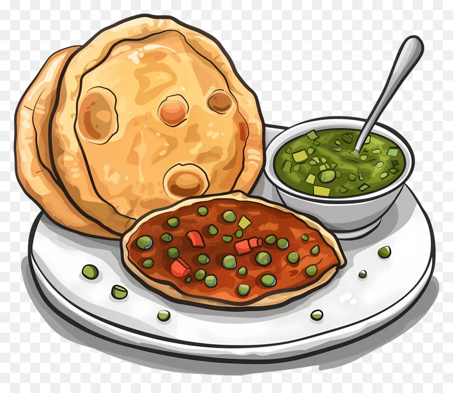 Chole Bhature，อาหารอินเดีย PNG