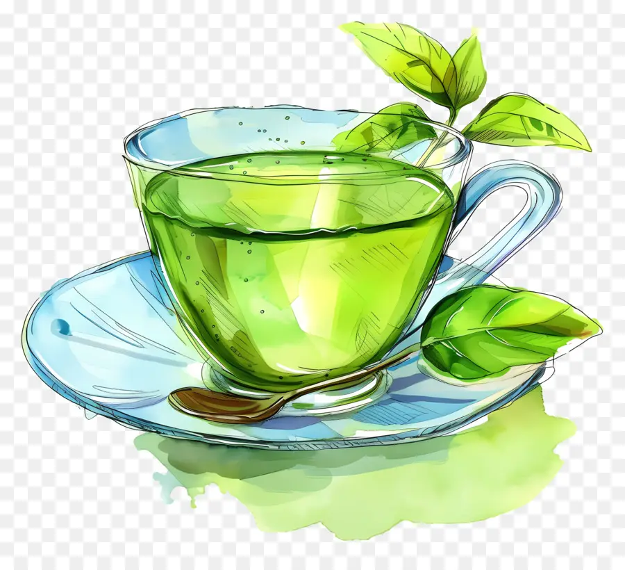 ชาเขียว，สีวาดรูป PNG