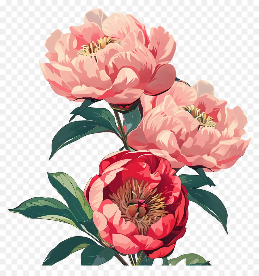 ดอกโบตั๋น，ดอกไม้สีชมพู PNG