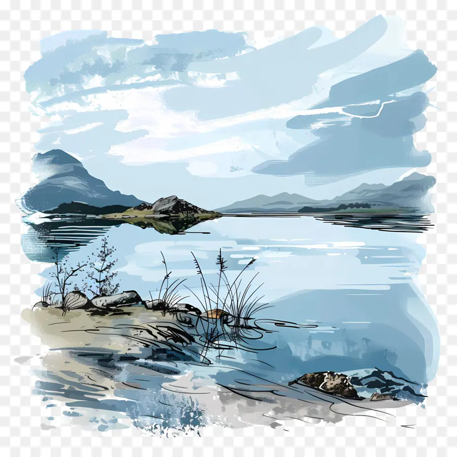 ทะเลสาบ，ภาพวาดทะเลสาบ PNG