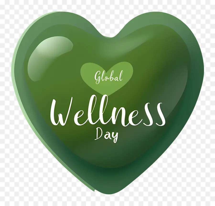 Global Wellness Day，หัวใจสีเขียว PNG