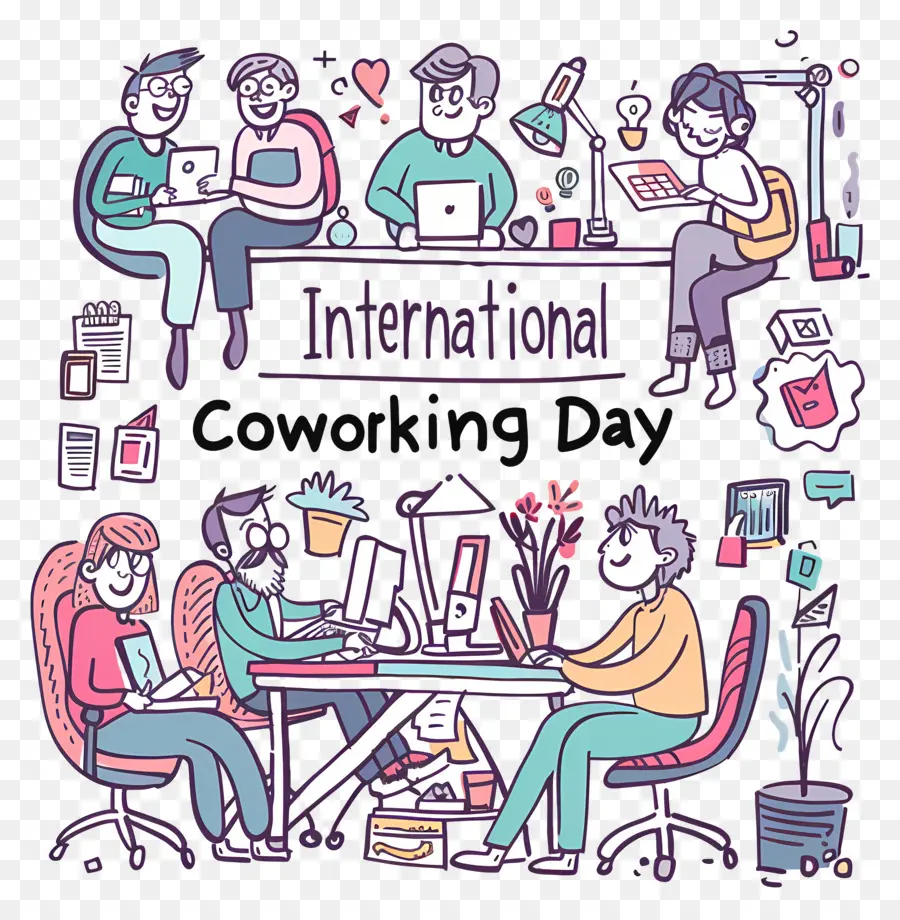 วัน Coworking ระหว่างประเทศ，ภาพประกอบ Coworking PNG