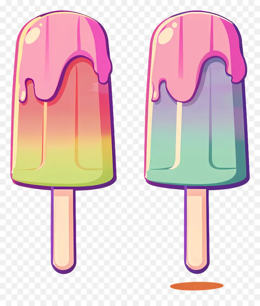 ไอติม，Rainbow Popsicles PNG