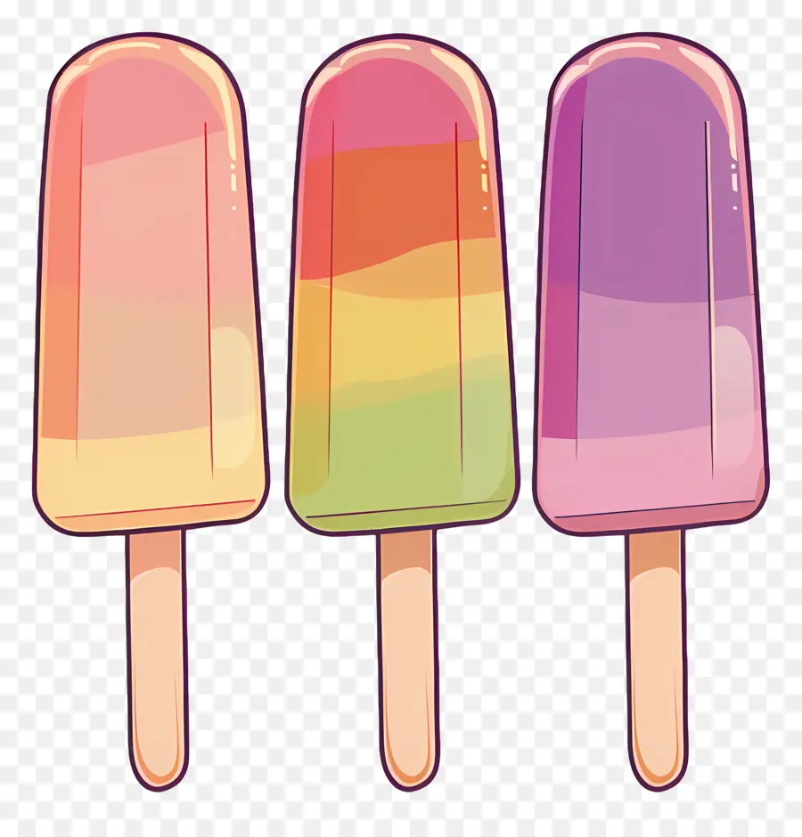 ไอติม，Rainbow Popsicles PNG