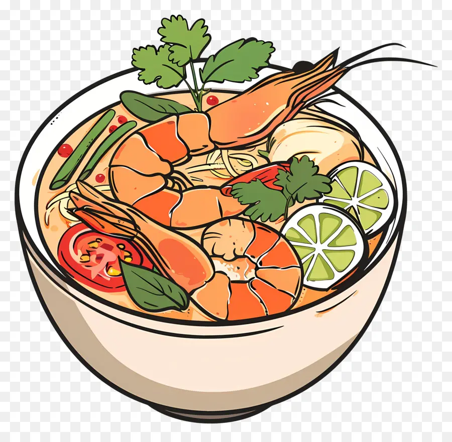 Tom Yum Goong，ซุปก๋วยเตี๋ยวกุ้ง PNG