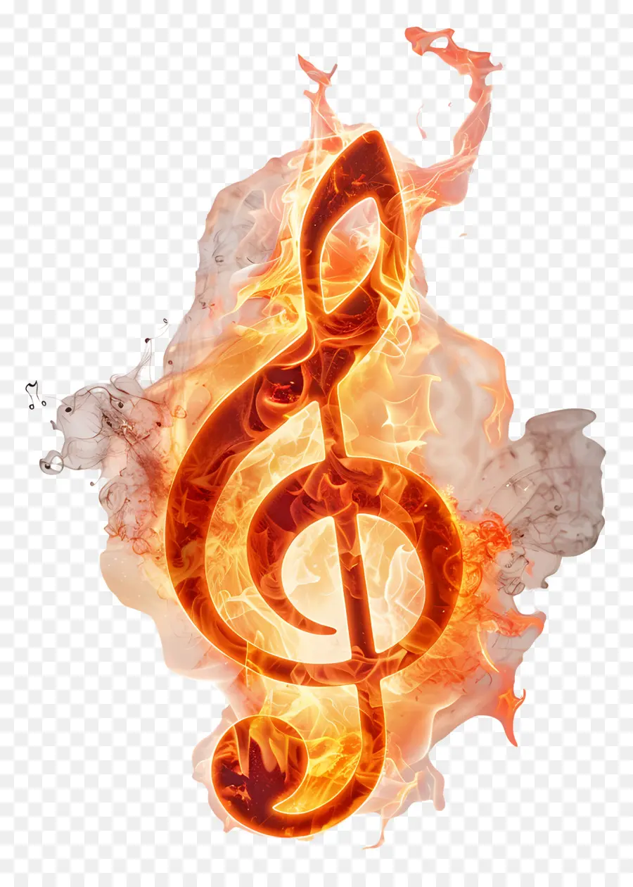 โน้ตเพลง，Flaming Treble Clef PNG