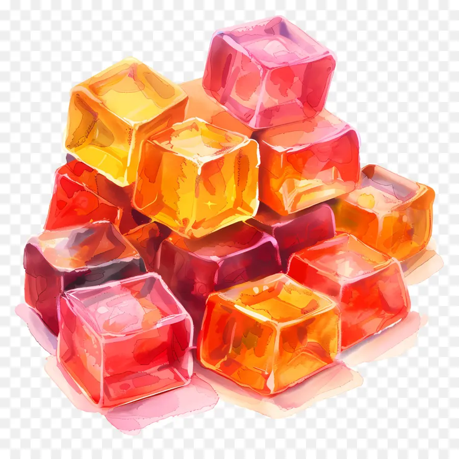 Gummies สี่เหลี่ยมจัตุรัส，ลูกบาศก์เยลลี่ PNG