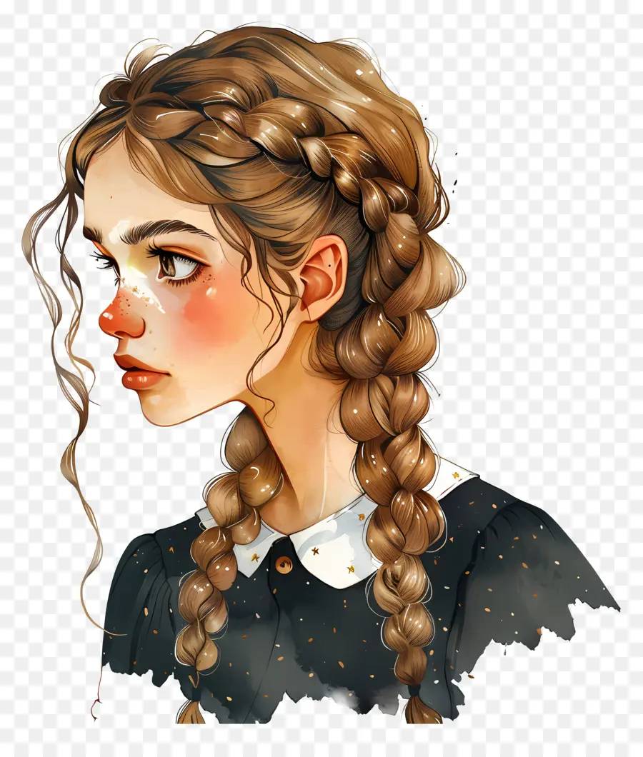 Braids ดัดผมฝรั่งเศส，สาวถัก PNG