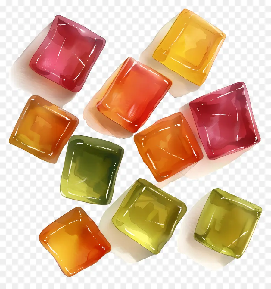 Gummies สี่เหลี่ยมจัตุรัส，ลูกบาศก์เยลลี่ PNG