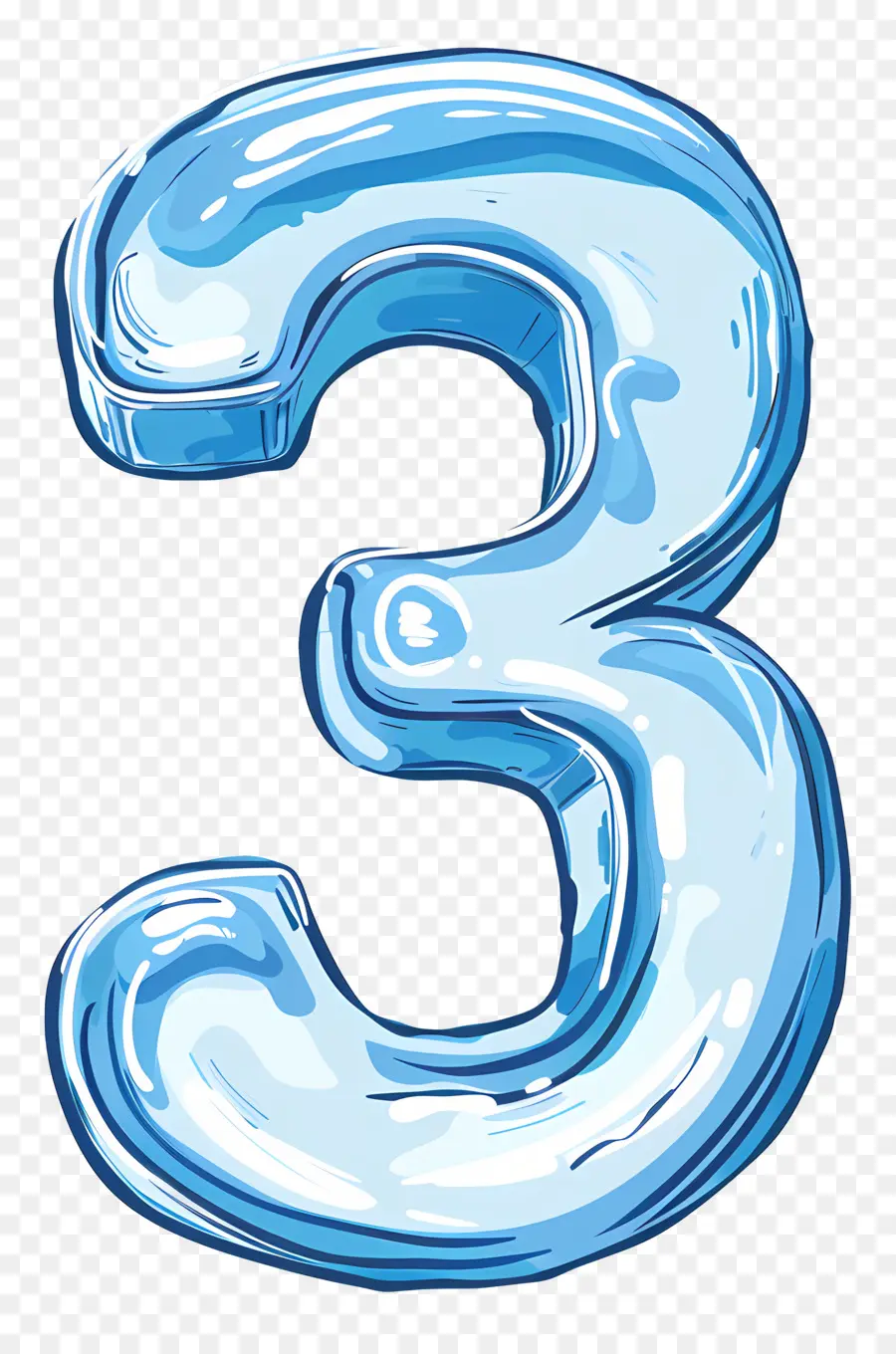 หมายเลข 3，Blue Number 3 PNG