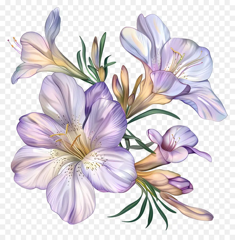 Freesia Flower，ดอกไม้สีม่วง PNG