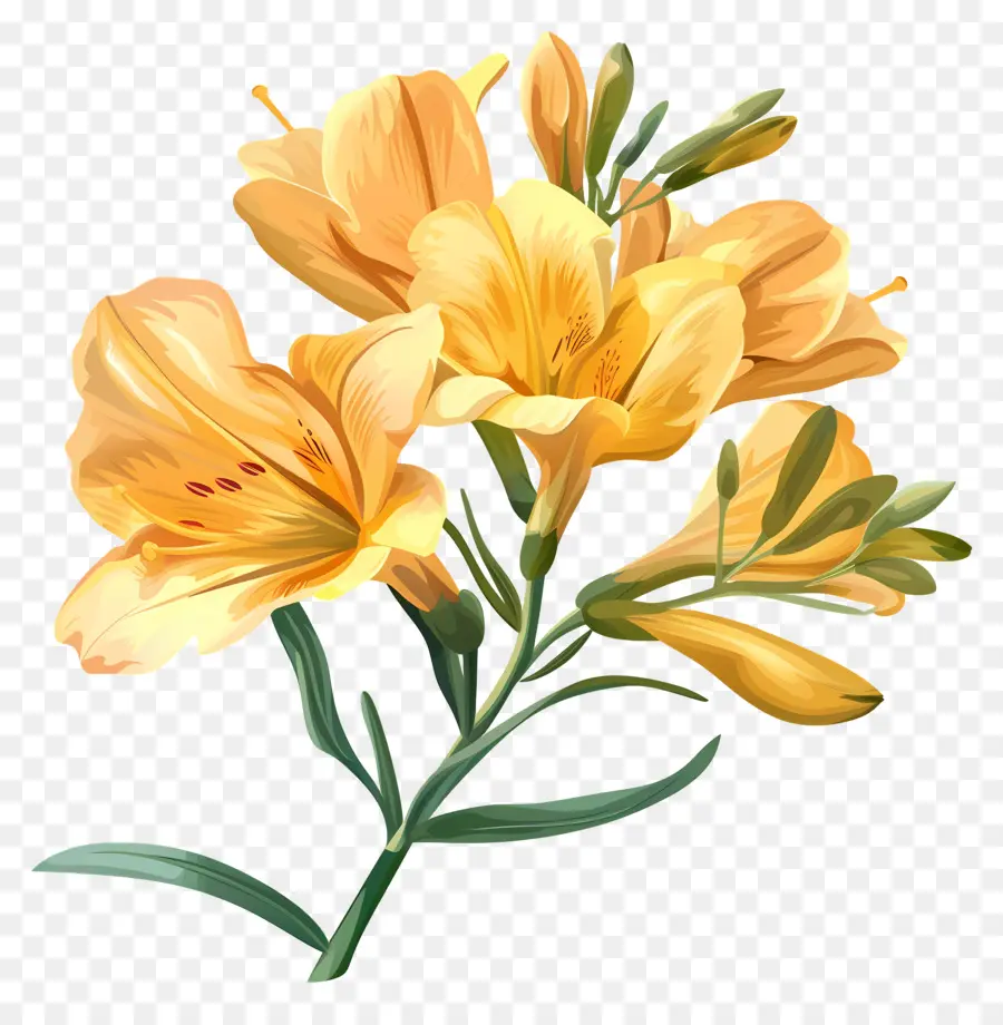 Freesia Flower，ดอกไม้สีส้มและสีชมพู PNG