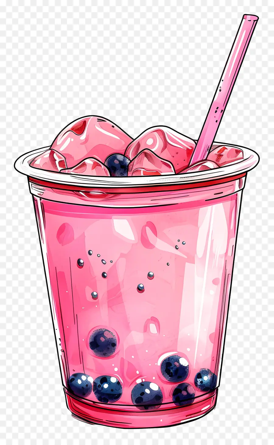 ชา Boba สีชมพู，ชาฟอง PNG