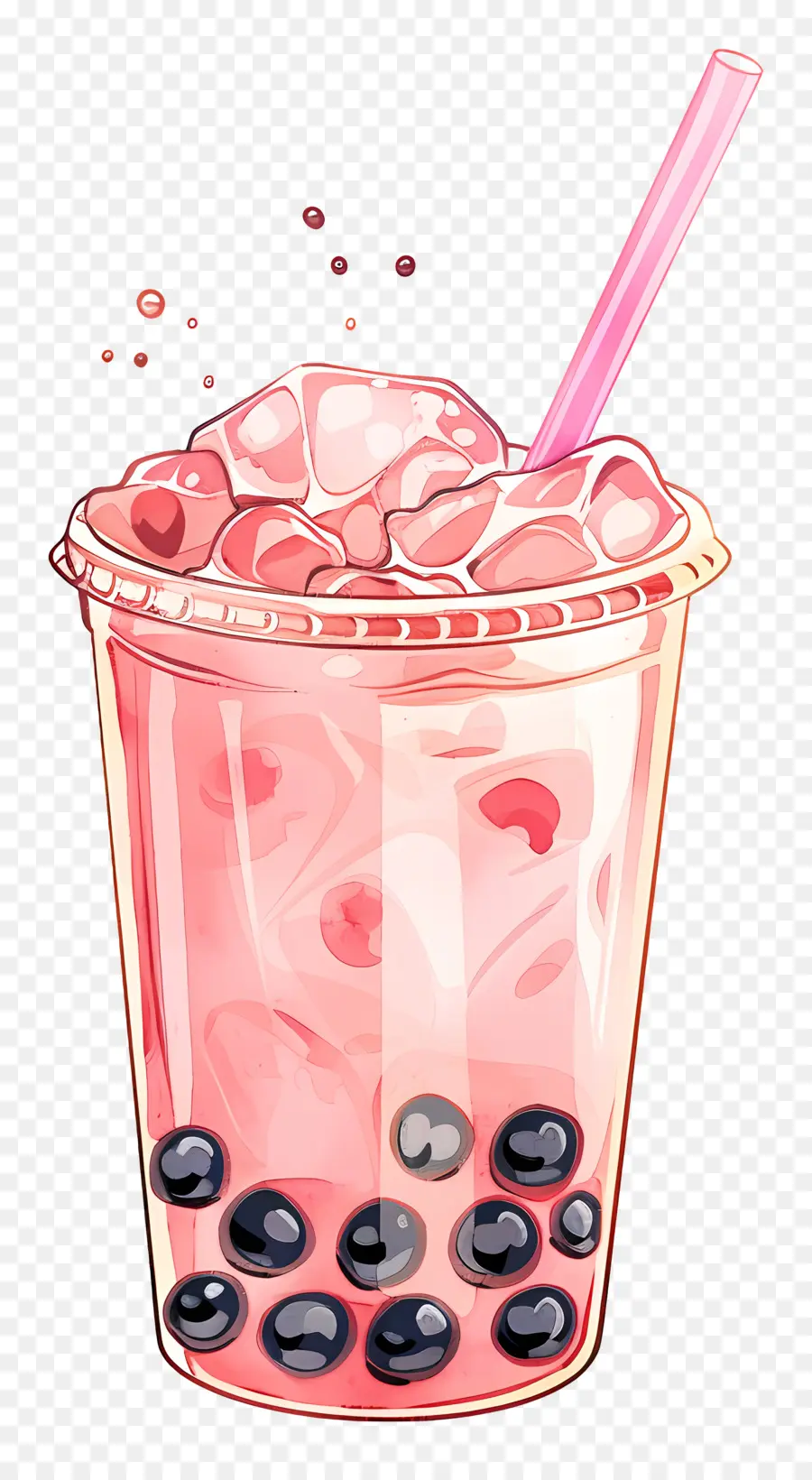 ชา Boba สีชมพู，ชาฟอง PNG