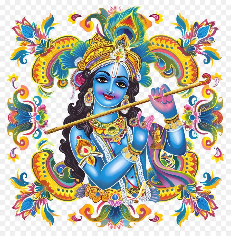 Krishna Janmashtami，เครื่องเล่นฟลุตสีน้ำเงิน PNG