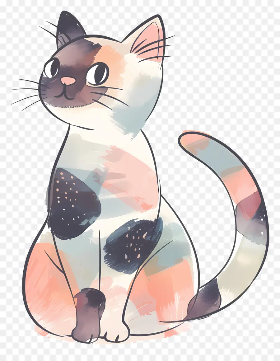 Doodle Cat，แมวสีสันสดใส PNG