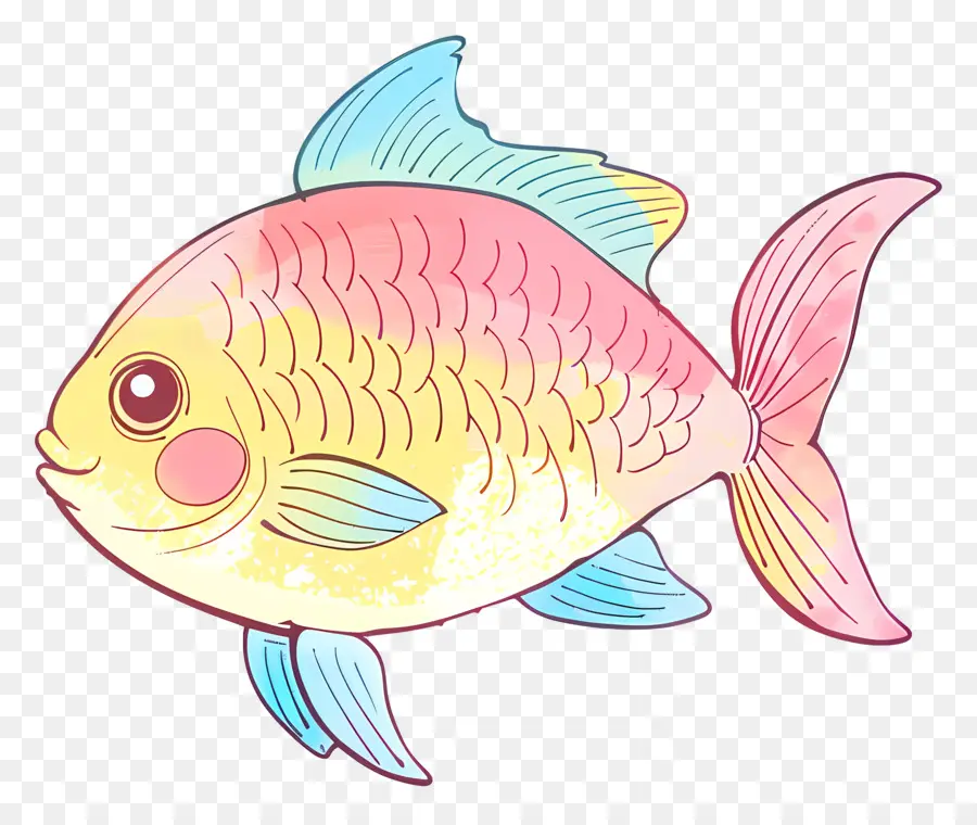 Doodle Fish，ปลาสีสันสดใส PNG