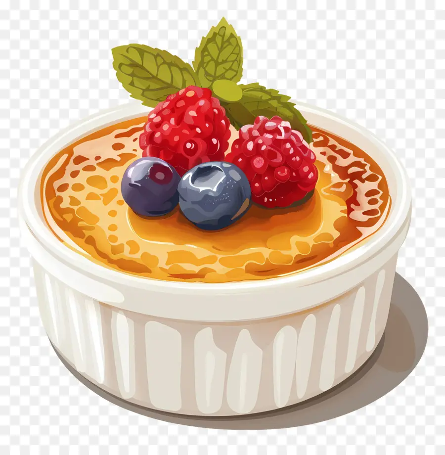 Creme Brulee，ของหวานกับผลเบอร์รี่ PNG